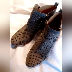 Lucky Brand Suede Laser Cut Ankle Boots